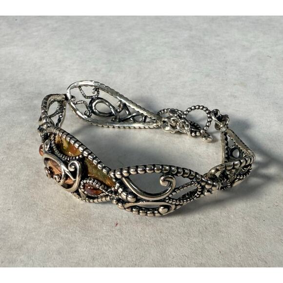 Carolyn Pollack Relios Sterling Silver Brass Copper Link Bracelet - Picture 3 of 7